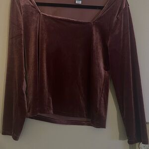 Old Navy Velvet Long Sleeve crop top in Deep Burgundy